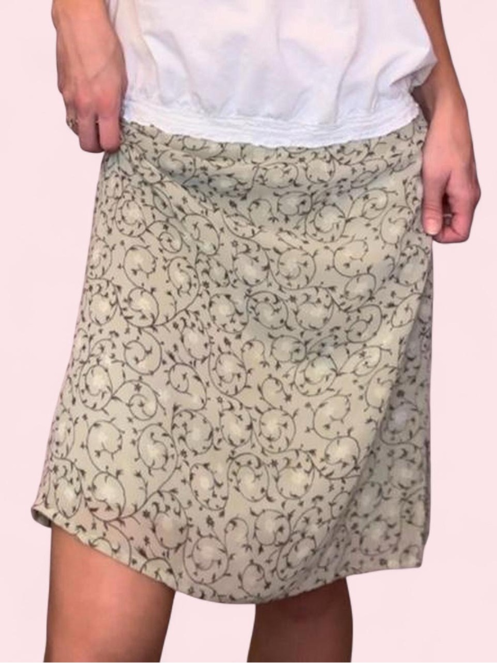 Vintage Express Sage Green Floral Skirt